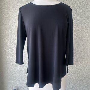 Classic Black Top by Joseph Ribcoff. 3/4 Sleeves. Size 10.